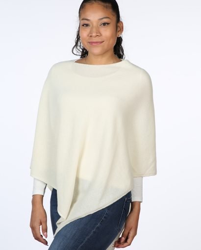 Poncho in lana da donna con scollo a barchetta