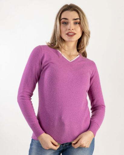 Scollo a V da donna basico in lana e cashmere - V Bordino