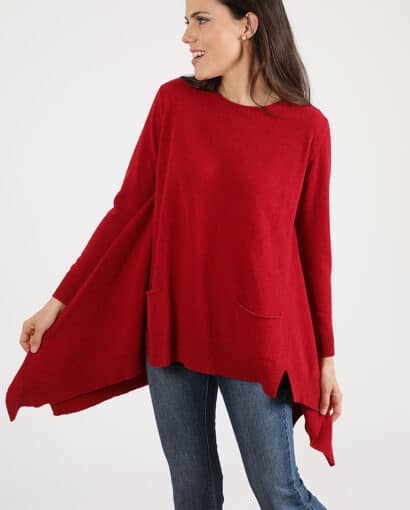 Maxi maglia in lana da donna con tasche ed ampie ali laterali - Maxi Amelia ULTIMI PEZZI