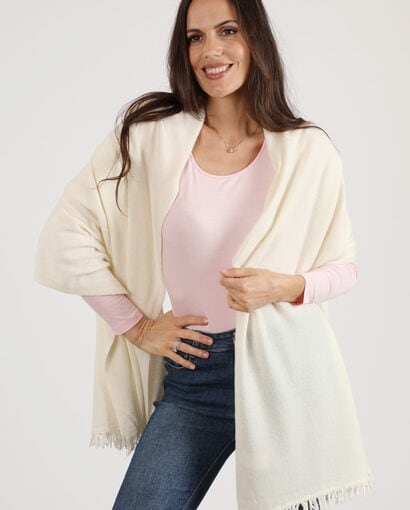 Stola da donna in misto cashmere con frange - Stola frange