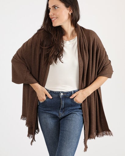 Stola da donna in misto cashmere con frange - Stola frange