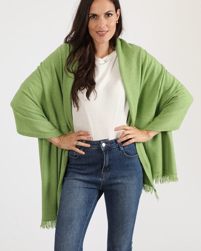 Stola da donna in misto cashmere con frange - Stola frange