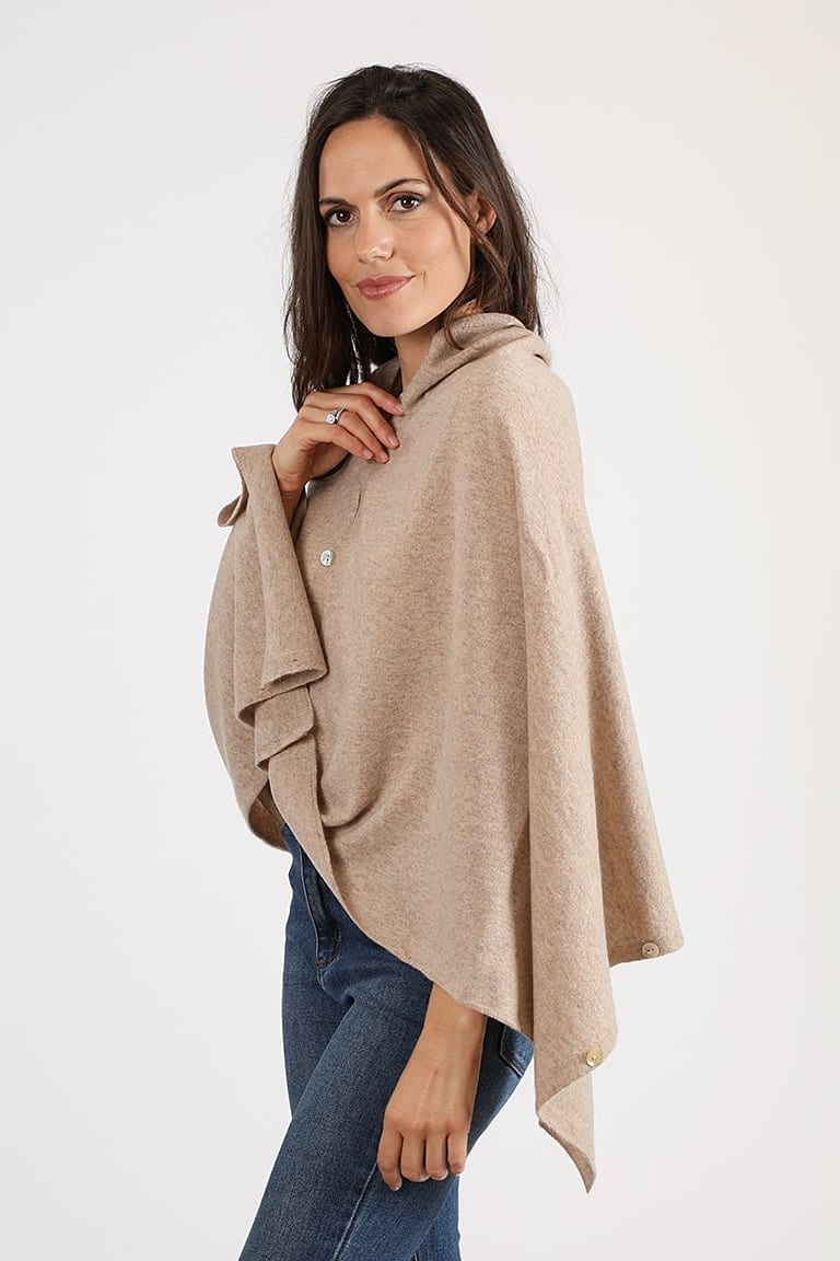 Multipurpose cashmere blend stole with buttons - BUTTON STOLE