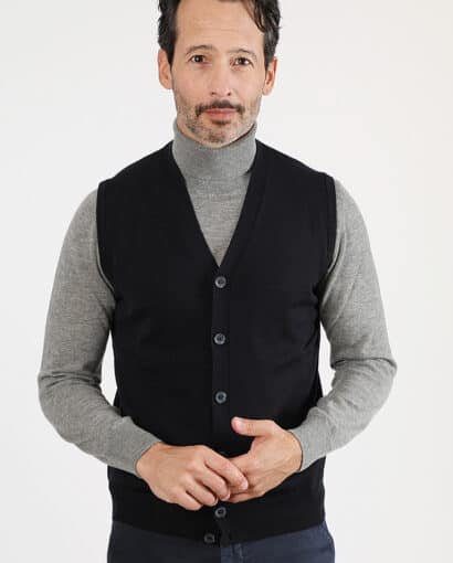 Gilet da uomo in puro cashmere pettinato con bottoni - Gile bottoni ws