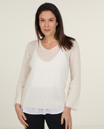 Scollo a V in lana da donna in punto links - Links Rita ULTIMI PEZZI