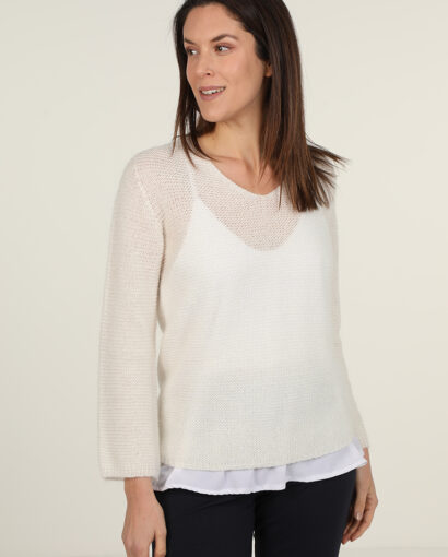 Scollo a V in lana da donna in punto links - Links Rita ULTIMI PEZZI