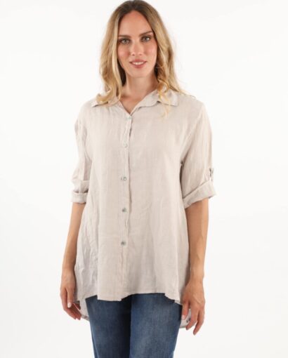 Camiciona da donna 100% puro lino con manica a 3/4 -  Collezione Ambra