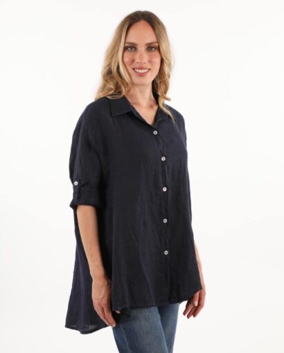 Camiciona da donna 100% puro lino con manica a 3/4 -  Collezione Ambra