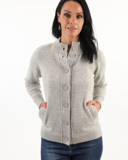 Bomber in lana da donna con bottoni, tasche e collo a lupetto - Bomber Bibi