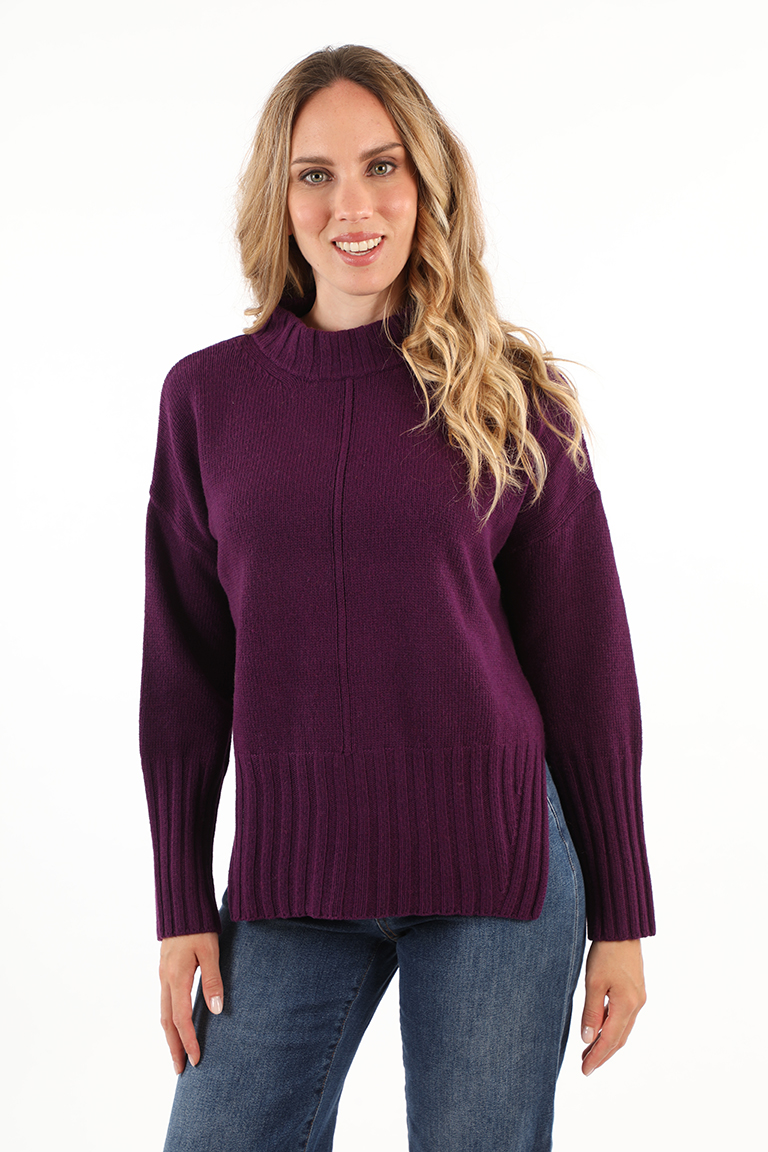 Maglione Donna A Maniche Lunghe Con Tasche – Famulily, Girocollo A Costine, Morbido, Con Spacchi Laterali, Taglie S-2XL