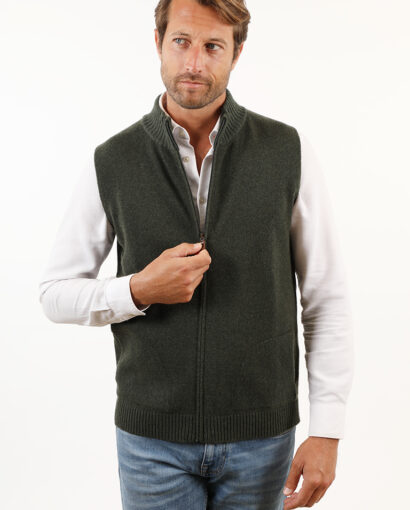 Gilet da uomo in lana con zip e tasche - Gile Jerry