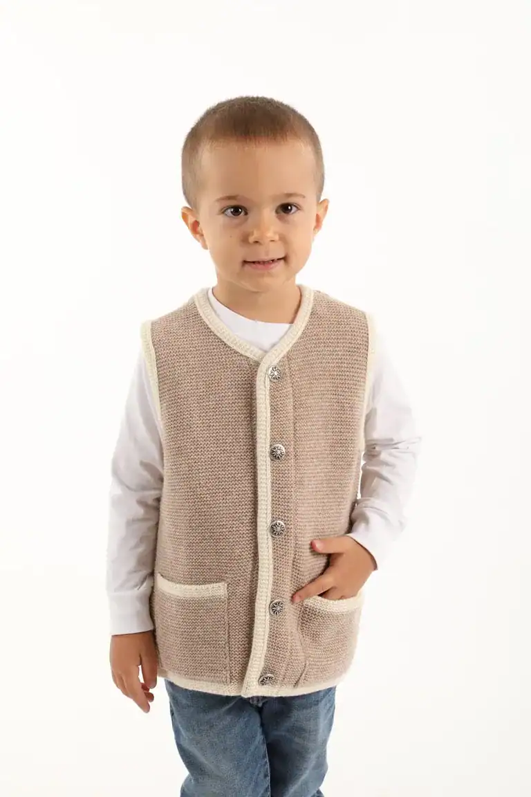 Gilet tipico tirolese unisex in lana da bimbo/a con tasche