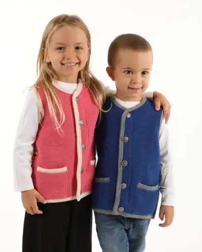 Typical Tyrolean unisex wool vest for children with pockets