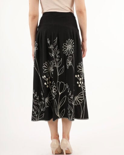 Gonna lunga svasata con motivo lavorato in jacquard - Gonna Floreale