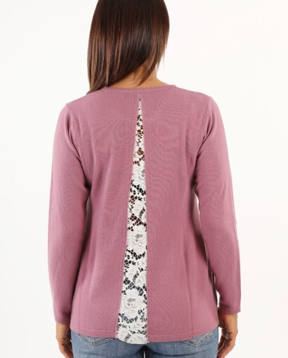 Maxi maglia da donna svasata con pizzo - Nadia Lana Cashmere pizzo