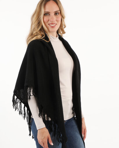 Scialle in lana triangolare con frange - Sciallone con frange ULTIMO PEZZO