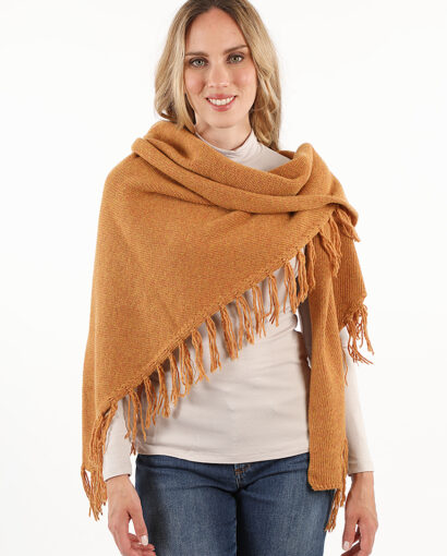 Scialle in lana triangolare con frange - Sciallone con frange ULTIMO PEZZO