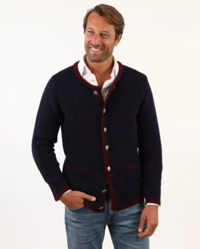 Giacca tipica tirolese da uomo con tasche e bottoni con stella alpina in 100% lana shetland - Giacca Peter