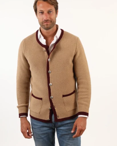 Giacca tipica tirolese da uomo con tasche e bottoni con stella alpina in 100% lana shetland - Giacca Peter