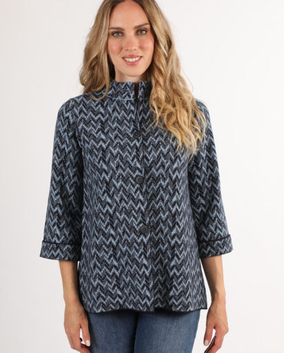 Giacchina in lana da donna con motivo geometrico - Trapezio zig zag