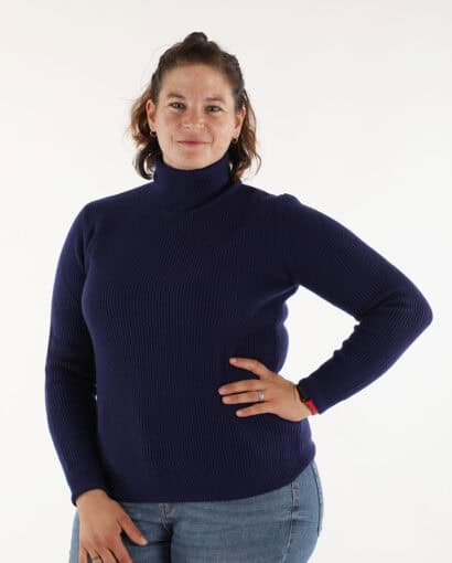 Dolcevita in lana e cashmere da donna - Dolcevita Coste Donna 70/30
