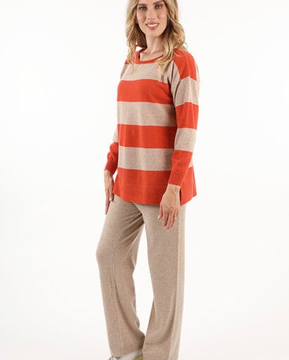 Completo maglia oversize rigata Dolomiti + pantalone palazzo