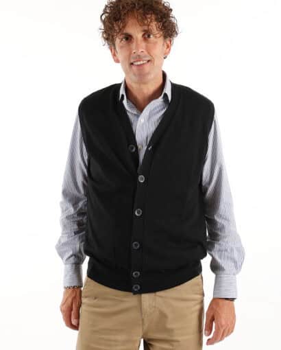 Gilet da uomo scollato a V in cotone e cashmere - Gile Cotone Cashmere