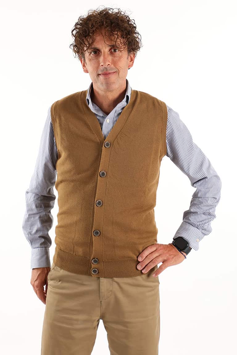 Gilet da uomo scollato a V in cotone e cashmere Gile Cotone