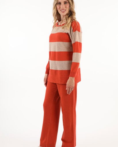 Completo maglia oversize rigata Dolomiti + pantalone palazzo