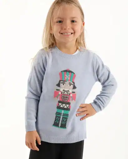 Girocollo in lana e cashmere unisex bimba/o intarsiato con soldatina