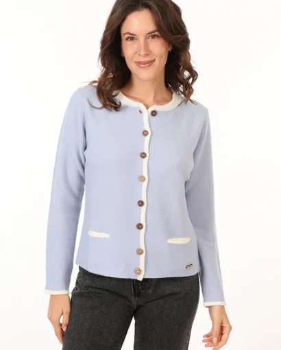 Giacchina tirolese da donna in pregiata lana e cashmere con bottoni con stella alpina - Tirol Lorenza