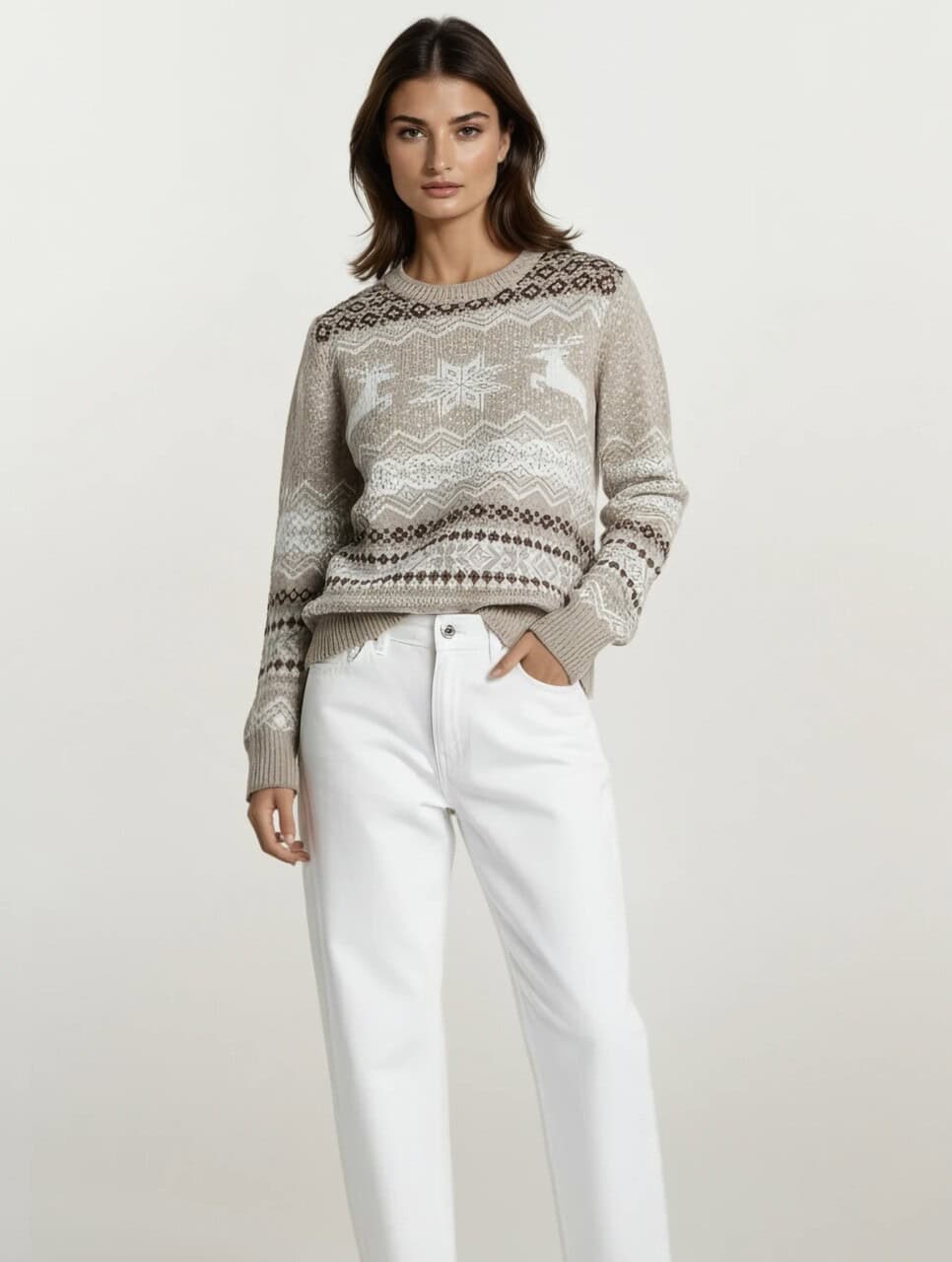 Girocollo in lana unisex con jaquard in stile norvegese – Corvara
