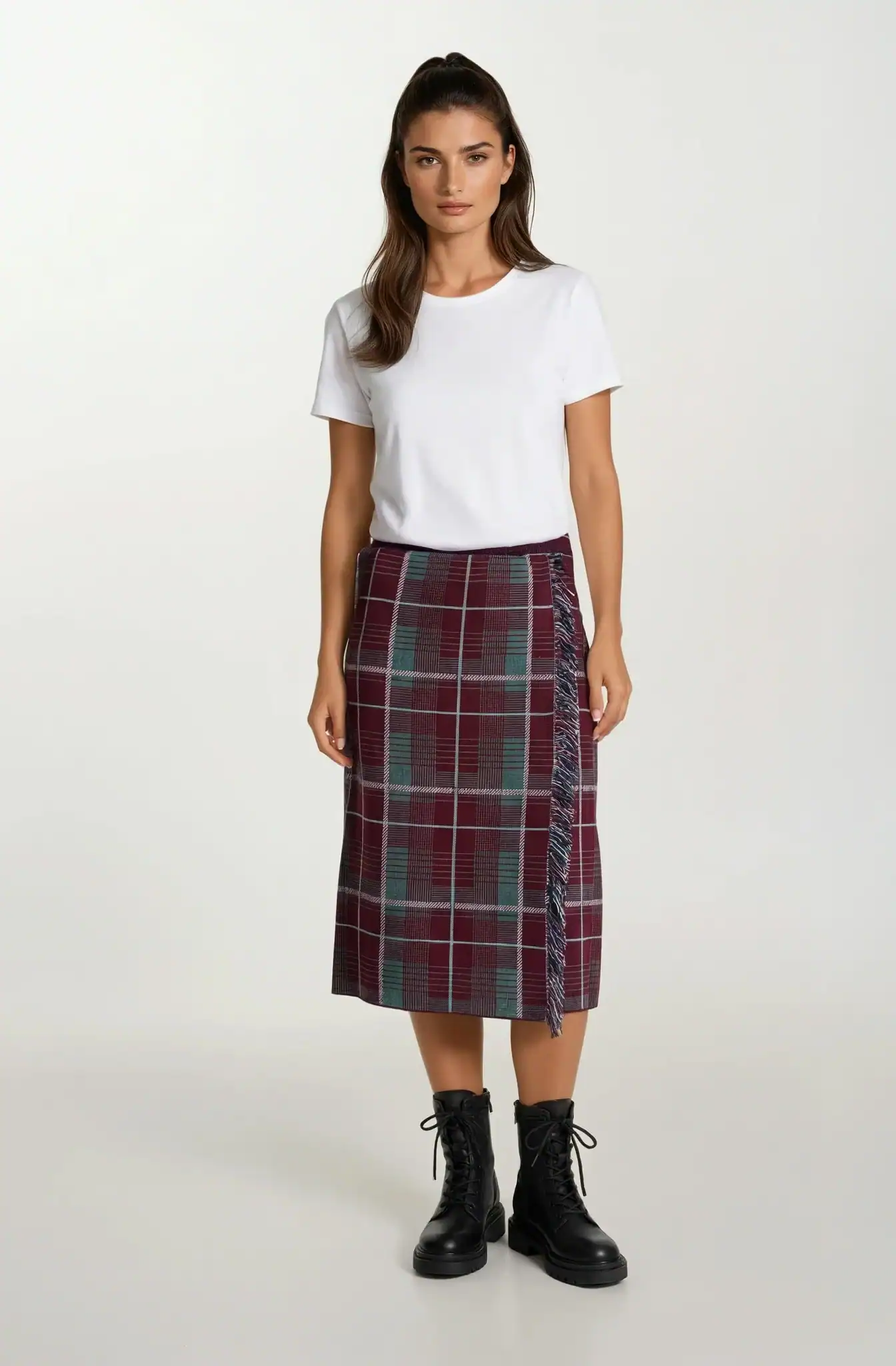 Gonna a portafoglio in fantasia scozzese con frange  – Kilt scozzese
