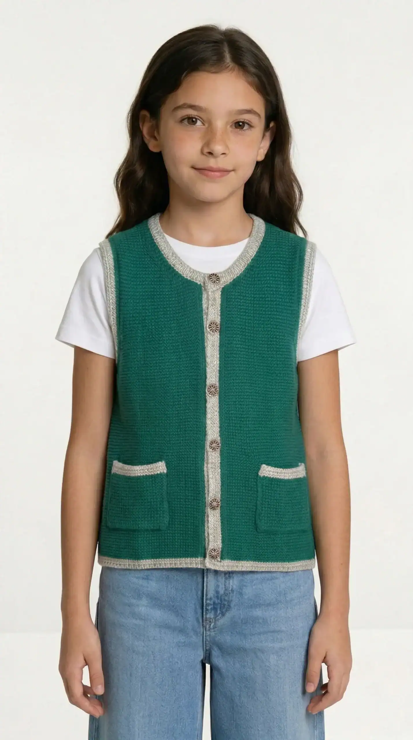 Gilet tipico tirolese unisex in lana da bimbo/a con tasche-Gile Livigno