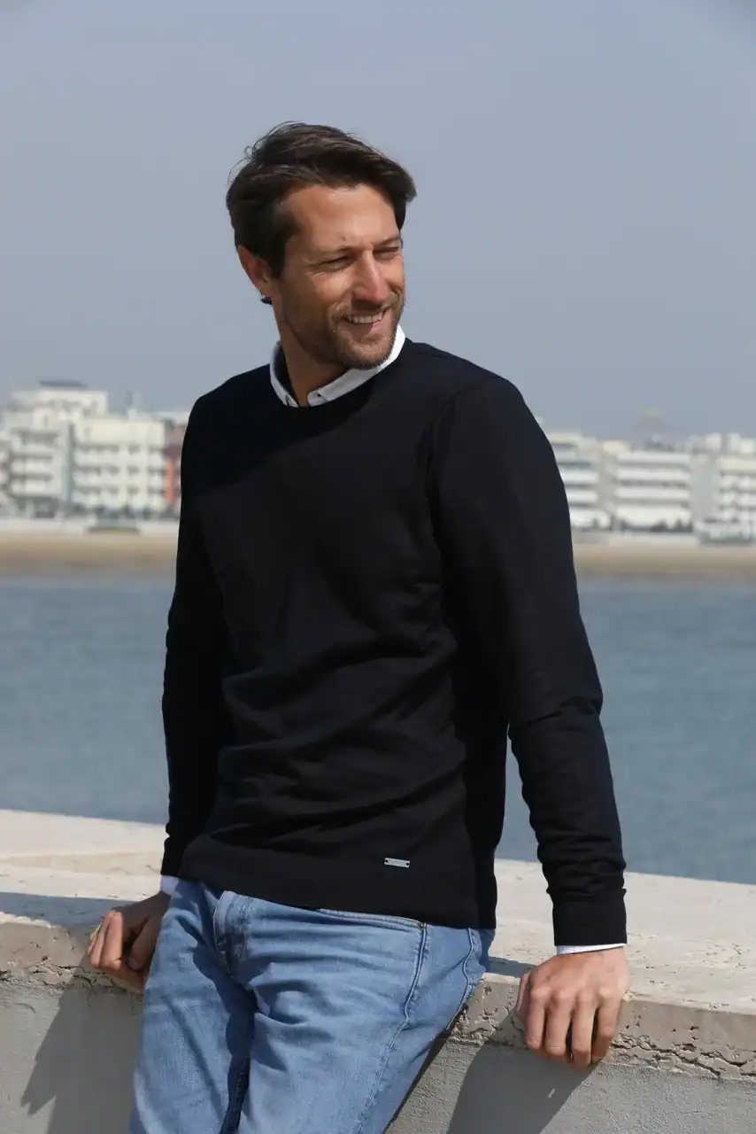 Girocollo da uomo ultrafine in merinos/seta/cashmere – Giro Eugenio
