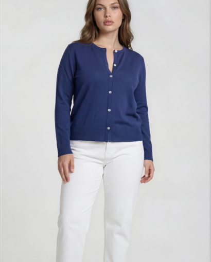 Golfino in puro cotone con bottoni in madreperla e spacchetti laterali - Coreana Moira Cotone