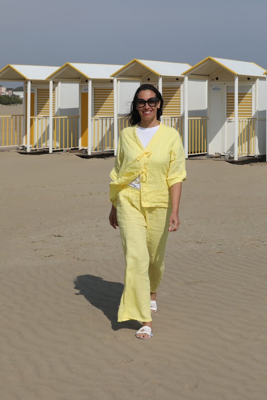 Kimono da donna 100% puro lino con lacci – Collezione Ambra