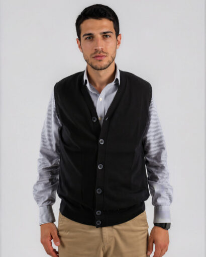 Gilet da uomo scollato a V in cotone e cashmere - Gile Cotone Cashmere