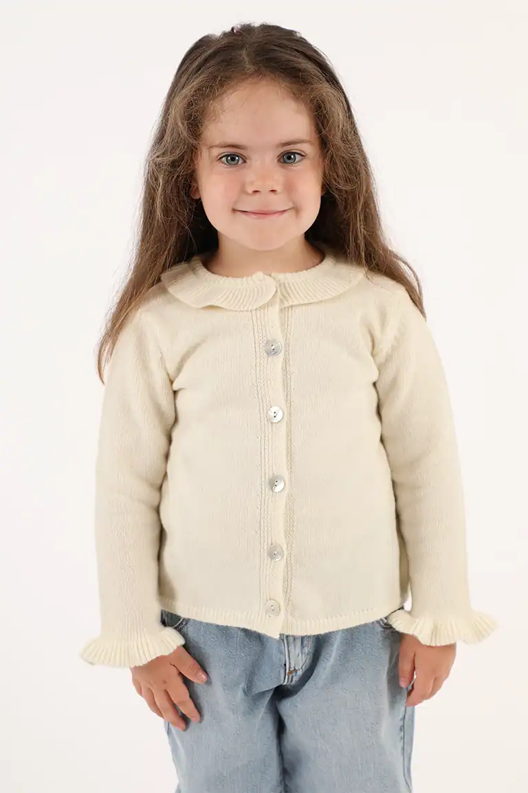 Golfino in misto lana e cashmere con taschine – Coreana Volant Bimba