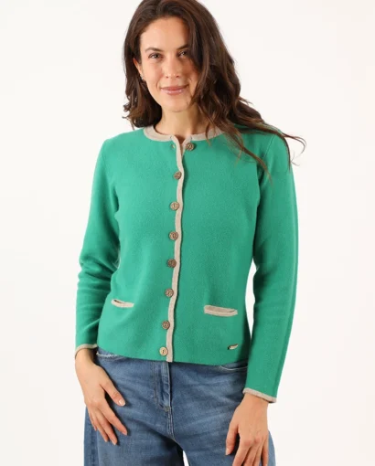 Giacchina tirolese da donna in pregiata lana e cashmere con bottoni con stella alpina - Tirol Lorenza