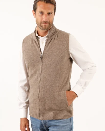 Gilet da uomo in lana con zip e tasche - Gile Jerry