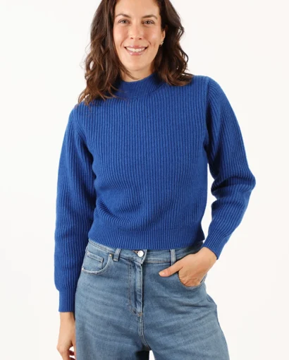 Maglione da donna in lana a lupetto corto in vita - Giro Crop 80/20