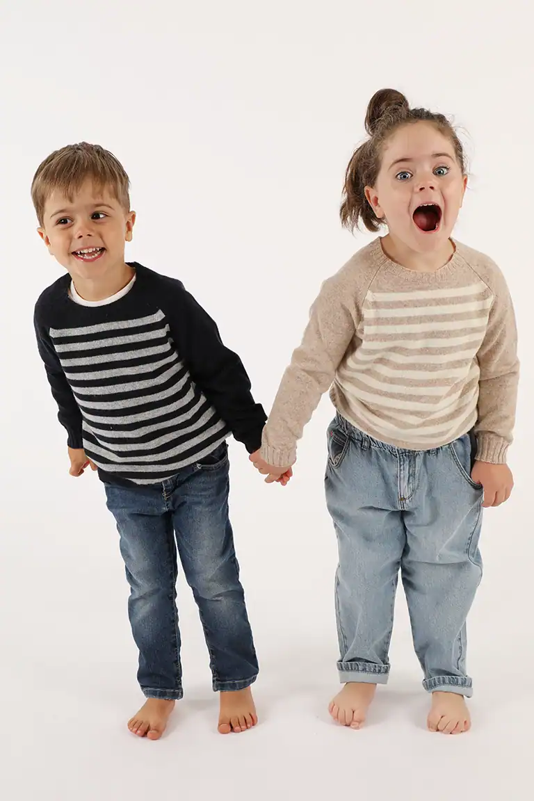 Girocollo da bimba/o unisex in lana con righe – Giro rigato