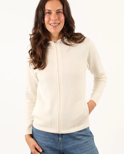 Giubbino sportivo donna in lana e cashmere con tasche e cappuccio-Giubbotto Sporty