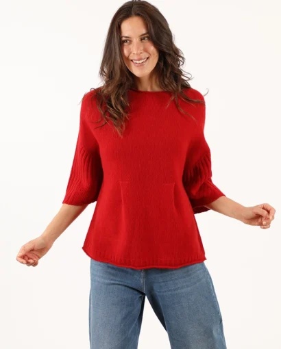 Girocollo in lana da donna con forma a kimono e manica a 3/4 -Kimono Pence