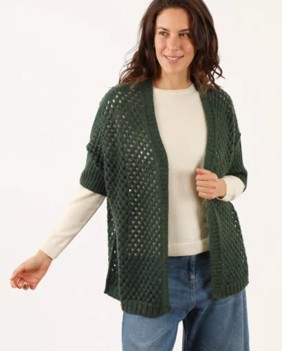 Kimono da donna in lana mohair traforato - Kimono traforato puma