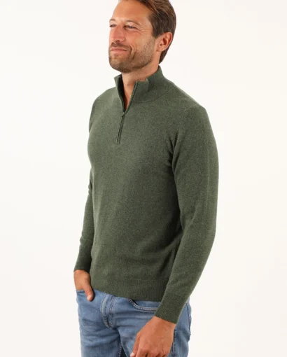 Maglioncino da uomo con zip corta 80% lana- Mezza zip Alaska