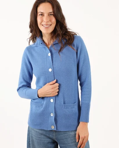 Giacca da donna in lana con tasche e collo da portare alto o a camicia - Modello Anna
