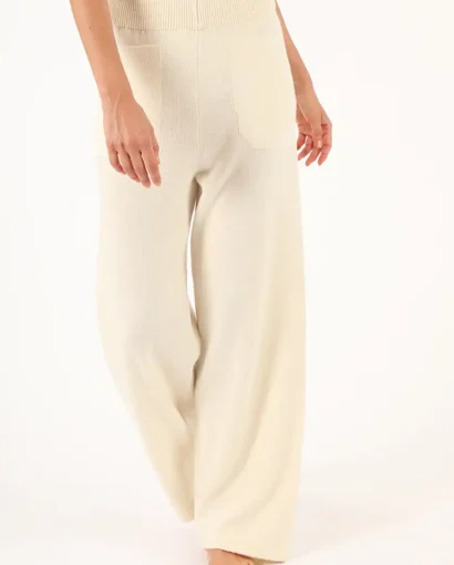 Morbidi pantaloni da donna in lana con elastico in vita e tasche dalla vestibilità morbida - Panta Alma