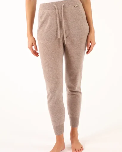 Pantaloni da Donna morbidi in puro cashmere con tasche, elastico in vita e polsini rigati - Panta Texas
